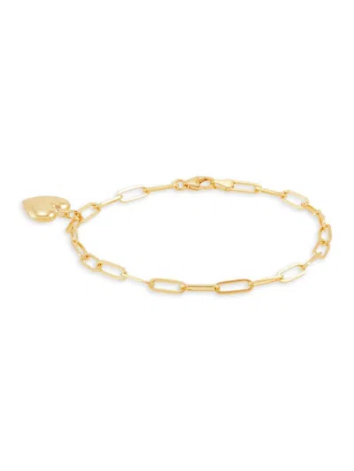Saks Fifth Avenue Women's 14k Yellow Gold Heart Charm Paperclip Chain Bracelet