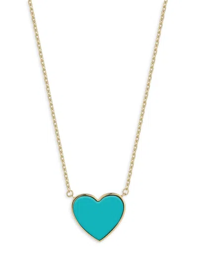 Saks Fifth Avenue Women's 14k Yellow Gold Heart Pendant Necklace In Blue