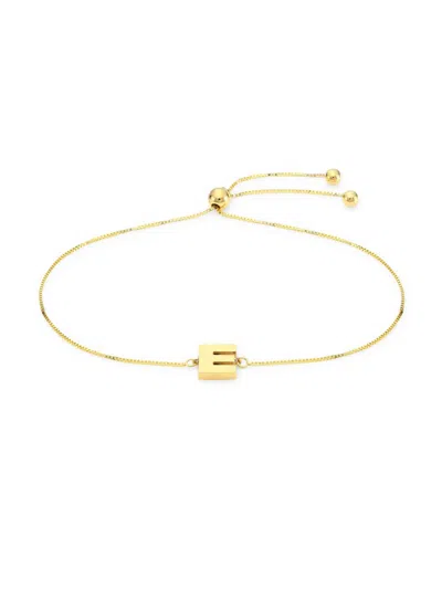 Saks Fifth Avenue Women's 14k Yellow Gold Initial Bolo Bracelet In Letter E