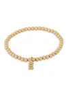 Saks Fifth Avenue Women's 14k Yellow Gold Initial Charm Beaded Bracelet In E