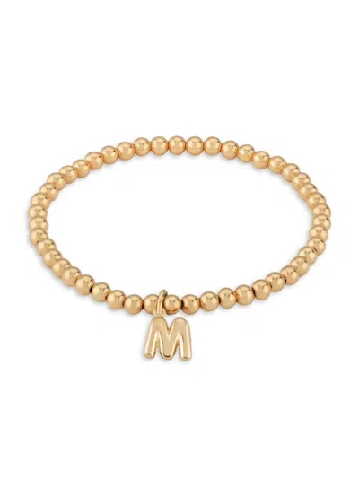 Saks Fifth Avenue Women's 14k Yellow Gold Initial Charm Beaded Bracelet In M