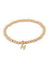 Saks Fifth Avenue Women's 14k Yellow Gold Initial Charm Beaded Bracelet In H