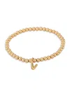 Saks Fifth Avenue Women's 14k Yellow Gold Initial Charm Beaded Bracelet In V