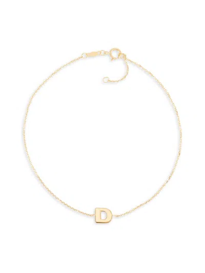 Saks Fifth Avenue Women's `14k Yellow Gold L Initial Anklet In D