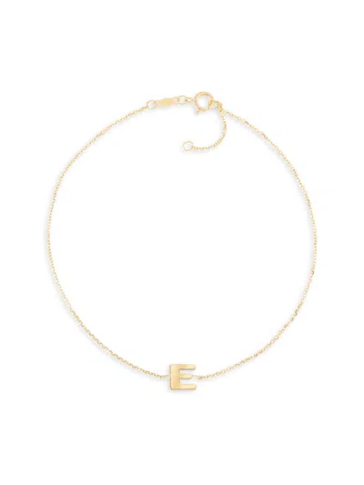 Saks Fifth Avenue Women's `14k Yellow Gold L Initial Anklet In E