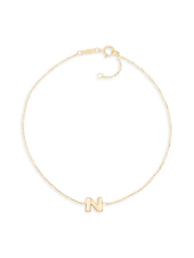 Saks Fifth Avenue Women's `14k Yellow Gold L Initial Anklet In N