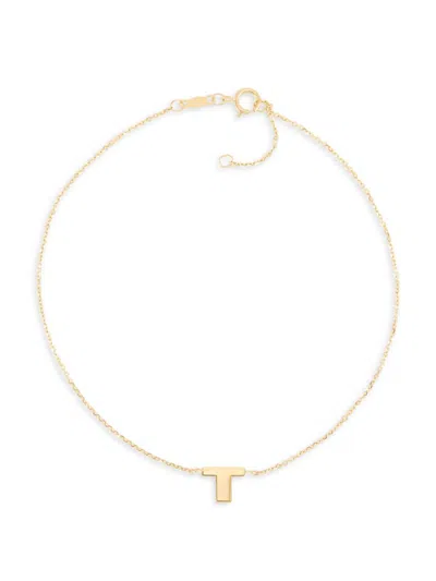 Saks Fifth Avenue Women's `14k Yellow Gold L Initial Anklet In T