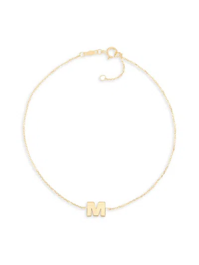 Saks Fifth Avenue Women's `14k Yellow Gold L Initial Anklet In M