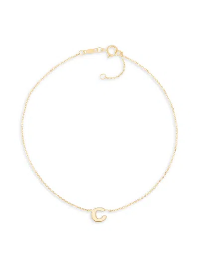 Saks Fifth Avenue Women's `14k Yellow Gold L Initial Anklet In C