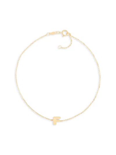 Saks Fifth Avenue Women's `14k Yellow Gold L Initial Anklet In F