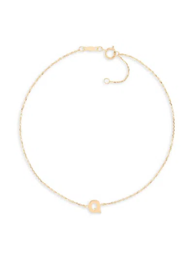 Saks Fifth Avenue Women's `14k Yellow Gold L Initial Anklet In Q