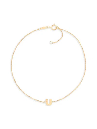 Saks Fifth Avenue Women's `14k Yellow Gold L Initial Anklet In U
