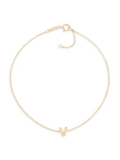 Saks Fifth Avenue Women's `14k Yellow Gold L Initial Anklet In V