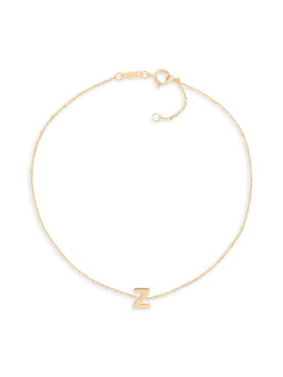 Saks Fifth Avenue Women's `14k Yellow Gold L Initial Anklet In Z