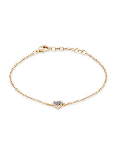 Saks Fifth Avenue Women's 14k Yellow Gold, Lapis & Diamond Chain Bracelet