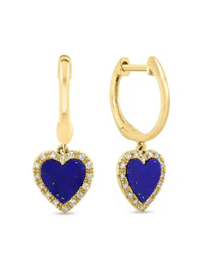 Saks Fifth Avenue Women's 14k Yellow Gold, Lapis Lazuli & Diamond Drop Earring