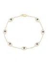 Saks Fifth Avenue Women's 14k Yellow Gold, Lapis Lazuli & Topaz Evil Eye Station Bracelet In Yellow Gold