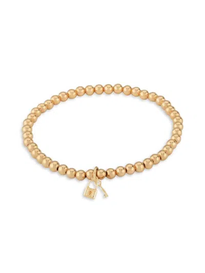 Saks Fifth Avenue Women's 14k Yellow Gold Lock & Charm Beaded Bracelet
