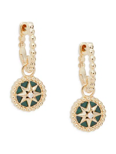 Saks Fifth Avenue Women's 14k Yellow Gold, Malachite & Diamond Compass Drop Earrings