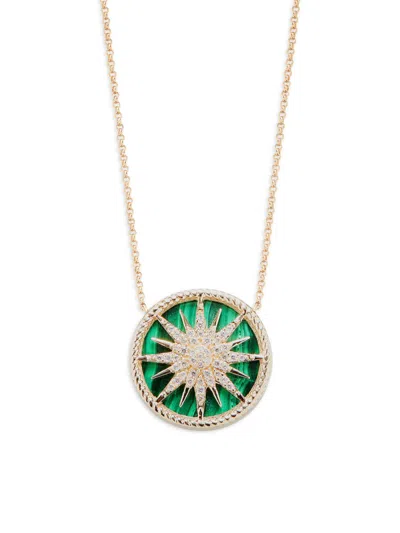 Saks Fifth Avenue Women's 14k Yellow Gold, Malachite & Diamond Starburst Pendant Necklace