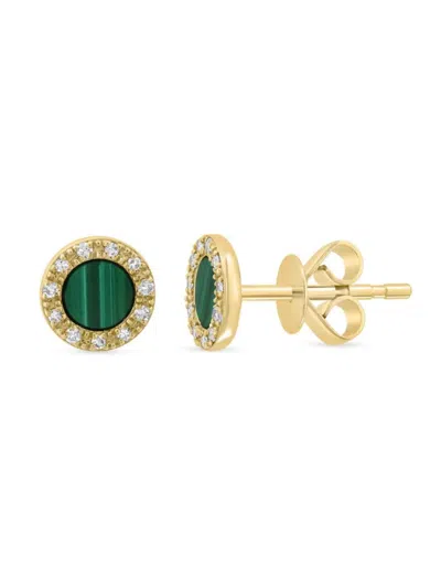 Saks Fifth Avenue Women's 14k Yellow Gold, Malachite & Diamond Stud Earrings