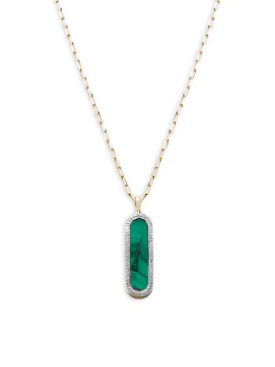 Saks Fifth Avenue Women's 14k Yellow Gold, Malachite & White Diamond Pendant Necklace