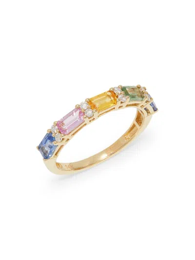 Saks Fifth Avenue Women's 14k Yellow Gold, Mixed Sapphire & Diamond Ring