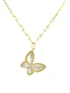 Saks Fifth Avenue Women's 14k Yellow Gold, Mother Of Pearl & Created Opal Butterfly Necklace In Yellow Gold