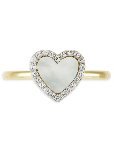 Saks Fifth Avenue Women's 14k Yellow Gold, Mother Of Pearl & Diamond Heart Ring