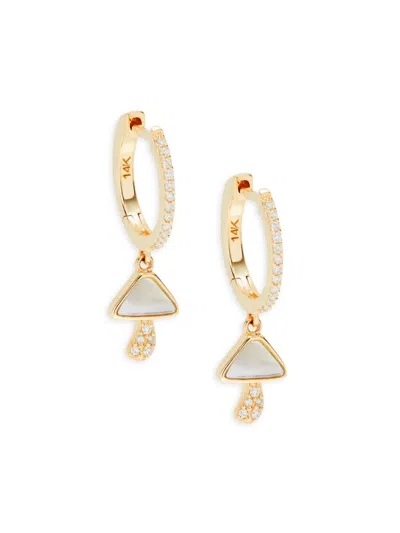 Saks Fifth Avenue Women's 14k Yellow Gold, Mother Of Pearl & Diamond Mushroom Drop Earrings