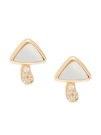 Saks Fifth Avenue Women's 14k Yellow Gold, Mother Of Pearl & Diamond Mushroom Stud Earrings