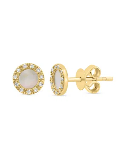 Saks Fifth Avenue Women's 14k Yellow Gold, Mother-of-pearl & Diamond Stud Earrings
