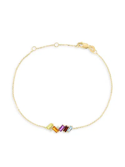 Saks Fifth Avenue Women's 14k Yellow Gold, Multistone & Diamond Chain Bracelet