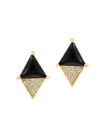 Saks Fifth Avenue Women's 14k Yellow Gold, Onyx & 0.06 Tcw Diamond Stud Earrings