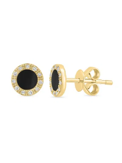Saks Fifth Avenue Women's 14k Yellow Gold, Onyx & Diamond Stud Earrings