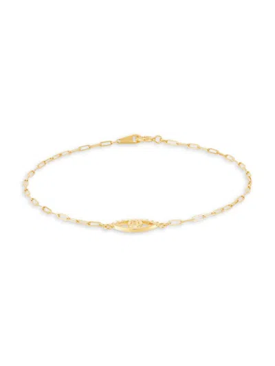 Saks Fifth Avenue Women's 14k Yellow Gold Paperclip Chain Evil Eye Bracelet