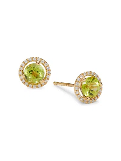 Saks Fifth Avenue Women's 14k Yellow Gold, Peridot & Diamond Halo Stud Earrings
