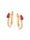 Saks Fifth Avenue Women's 14k Yellow Gold, Pink Tourmaline & Diamond Huggie Earrings In Pink