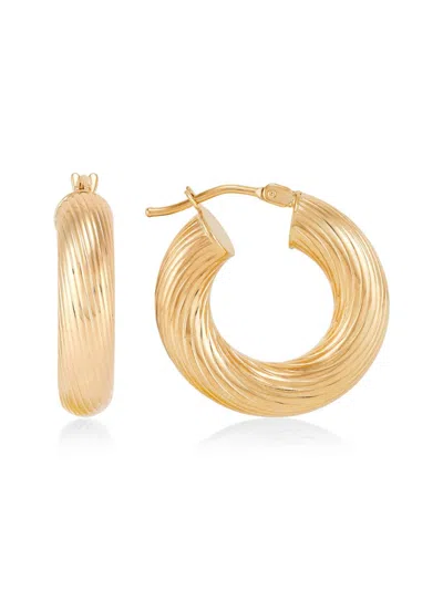 Saks Fifth Avenue Women's 14k Yellow Gold Polished Texture Round Hoop Earrings
