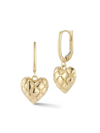 Saks Fifth Avenue Women's 14k Yellow Gold Quilted Heart Drop Earrings