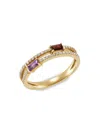 SAKS FIFTH AVENUE WOMEN'S 14K YELLOW GOLD, RHODOLITE GARNET, AMETHYST & DIAMOND RING