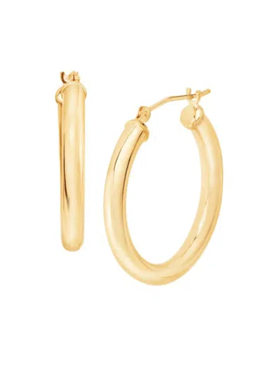 Saks Fifth Avenue Women's 14k Yellow Gold Round Tube Hoops Earrings In 3x25mm