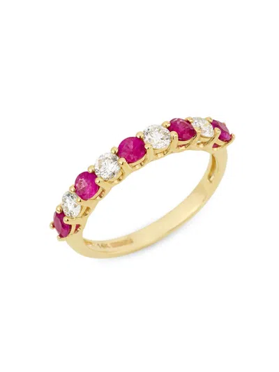 Saks Fifth Avenue Women's 14k Yellow Gold, Ruby & 0.39 Tcw Diamond Ring