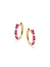 Saks Fifth Avenue Women's 14k Yellow Gold, Ruby & Diamond Earrings In Ruby