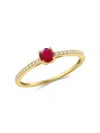 Saks Fifth Avenue Women's 14k Yellow Gold, Ruby & Diamond Ring In Brown
