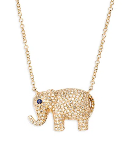 Saks Fifth Avenue Women's 14k Yellow Gold, Sapphire & Diamond Elephant Pendant Necklace