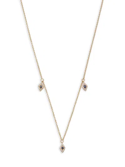Saks Fifth Avenue Women's 14k Yellow Gold, Sapphire & Diamond Evil Eye Charm Necklace