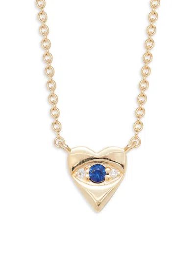 Saks Fifth Avenue Women's 14k Yellow Gold, Sapphire & Diamond Evil Eye Pendant Necklace