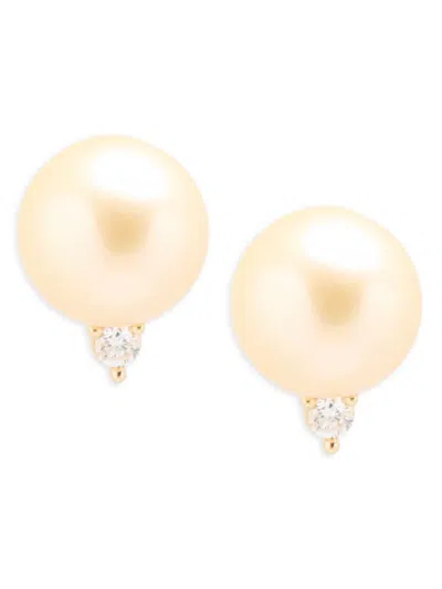 Saks Fifth Avenue Women's 14k Yellow Gold, South Sea Pearl & Diamond Stud Earrings