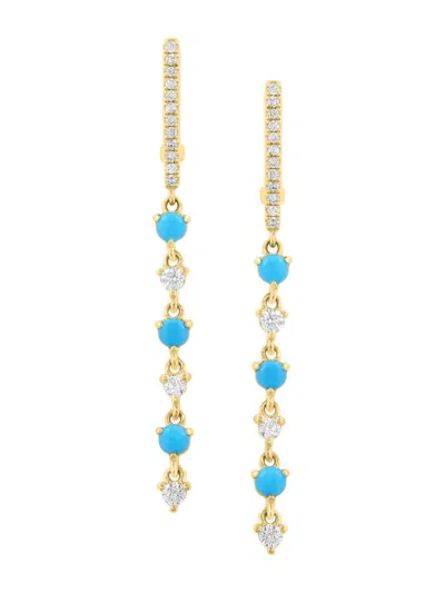 Saks Fifth Avenue Women's 14k Yellow Gold, Turquoise & 0.22 Tcw Diamond Drop Earrings